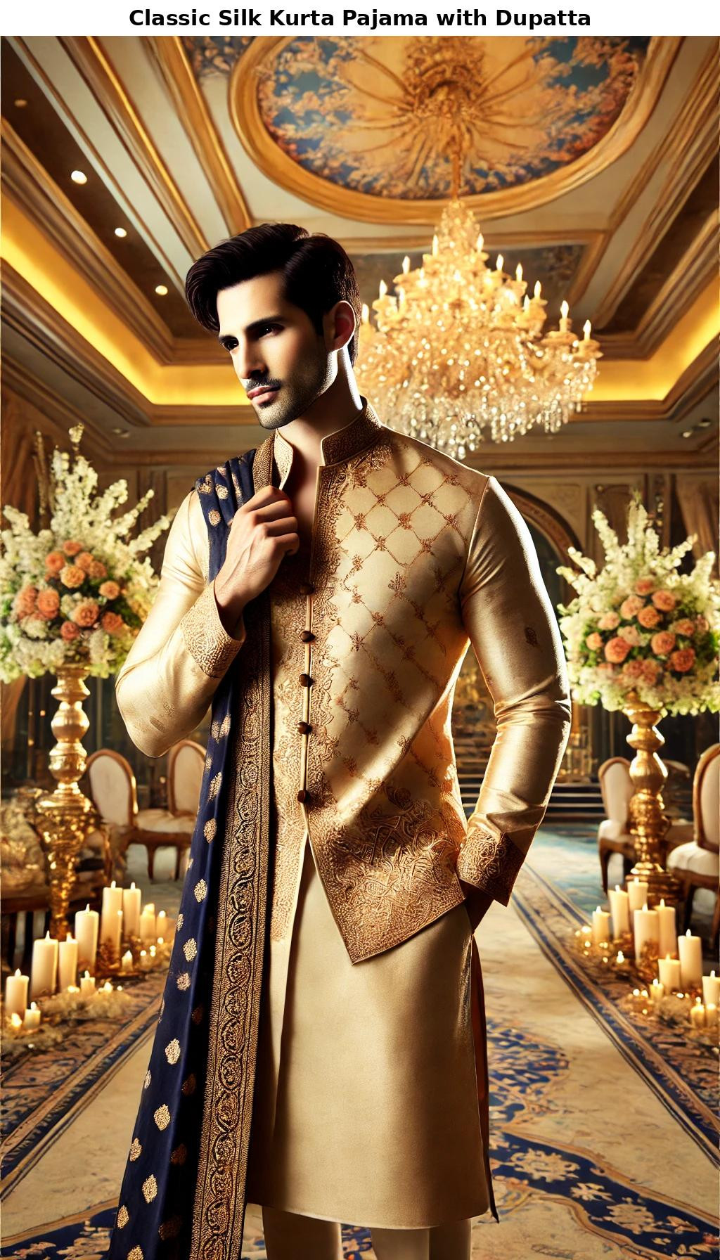Kurta Pajama with Dupatta - Mens Wedding Guide