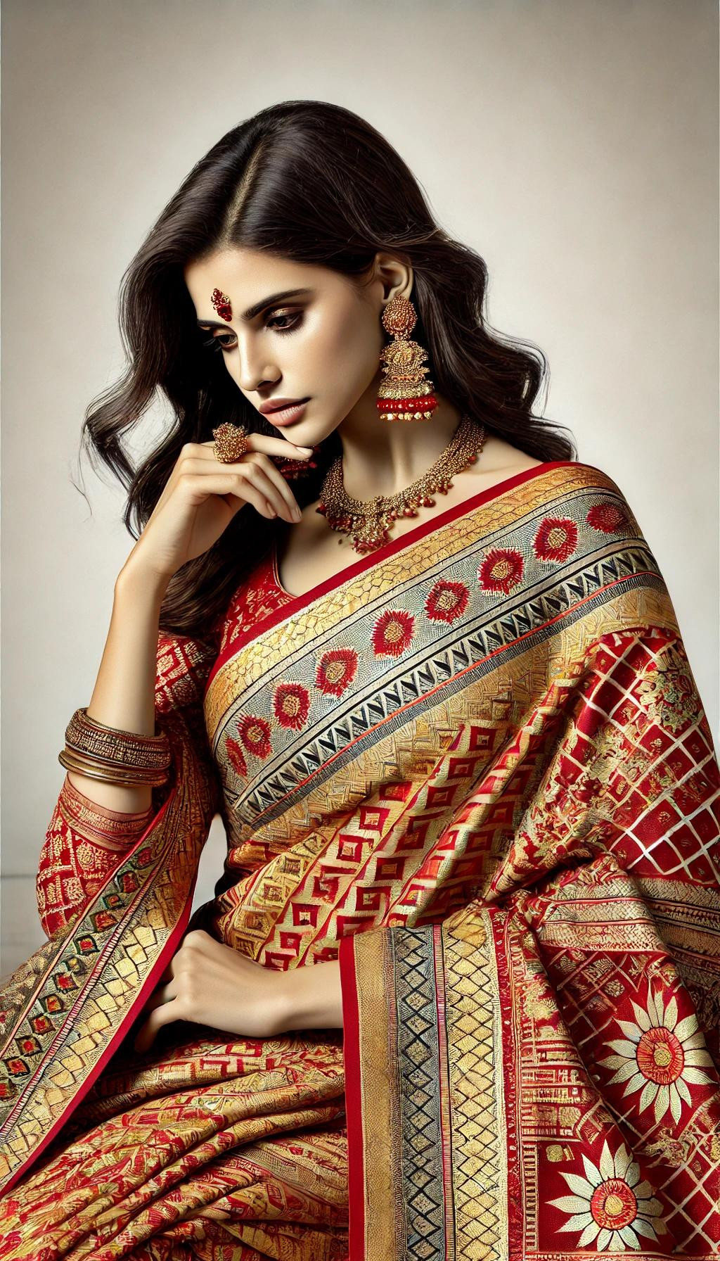 Korial Lal Paar Saree